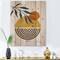Designart - Botanical Minimalist Leaf With Abstract Shapes IV - Modern Print on Natural Pine Wood
